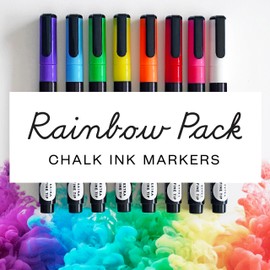 Visibly Chalk Chick Wet Erase Markers, 8 Extra Fine Tip Dry Erase Pens, Multiple Colors for Acrylic/White Boards, Made With Chalk Ink (Classic)