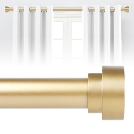 Gold Curtain Rods for Windows 48 to 84 Inch,1 Inch Heavy Duty Curtain Rods,Adjustable Modern Drapery Rod,Window Single Pole 30-84,Brass Gold