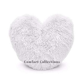 Cuddly Teddy Bear Fleece Super Soft 3D Heart Shape Fluffy Filled Cushion Cosy & Warm Home Decoration Gift For Loved One Valentine Day 100% Polyester Heart Cushion White 38cm x 38cm Approximate