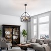 PNOUKF Farmhouse Industrial Drum Pendant Light, 4-Light Adjustable Height Black