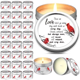 MTLEE 24 Pcs Funeral Favors Memorial Lavender Scented Candles Funeral Tealight Candles White Candles Funeral Gift Sympathy Gifts Condolence Bereavement Candle for Guest Funeral Party Family (Cardinal)