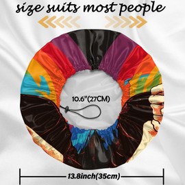 Cabreche 2 PCS Shower Cap Reusable Waterproof Double Layers Hair Caps Large Shower Bath Adjustable Elastic Hat for Women Girls Cute Aesthetic-Skeleton Mandela