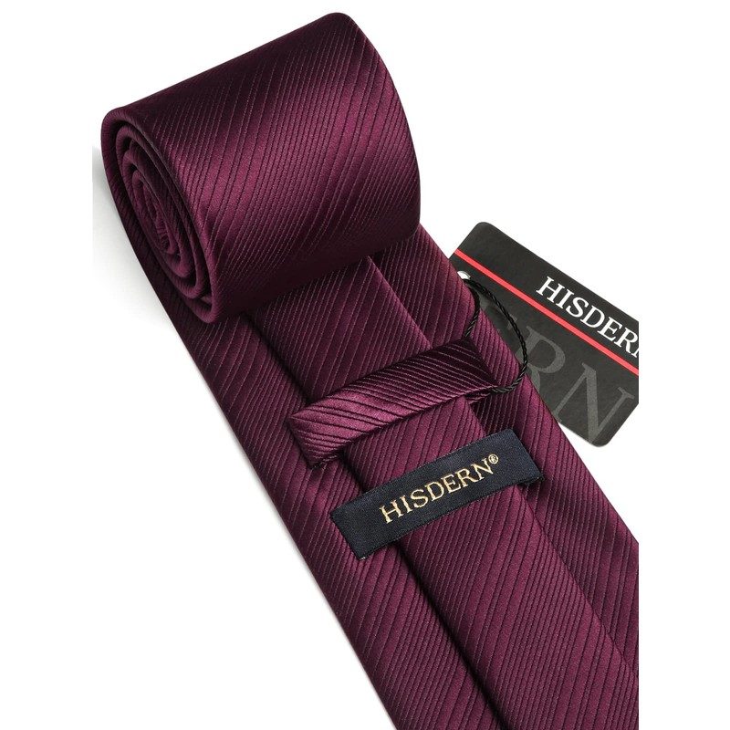 Hisdern Tie for Men, Wedding Tie with Pocket, Square, Classic,