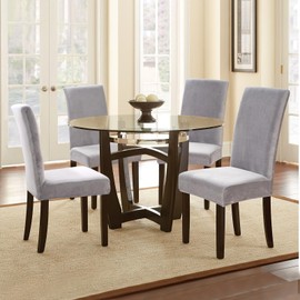 Alishomtll Dining Chair Covers Set of 4 Stretch Velvet Chair Covers for Dining Chairs Elastic Removable Chair Slipcovers Washable Chair Protector for Hotel Banquet Ceremony (Silver Grey, 4pcs)