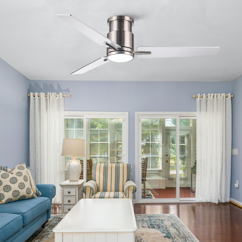 espidoo 52" Low Profile Ceiling Fan with Light: Brushed Nickel
