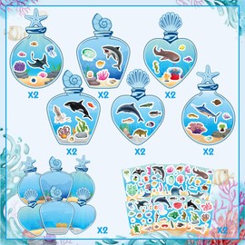 CY2SIDE Sea Animal Scene Stickers - 12PCS Under the Sea Jar Scene Stickers Art Craft for Kids Make Your Own Ocean Animal Sticker Scene Make A Sea Sticker Scene DIY Party Games for Classroom Activities