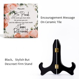 Retirement Gifts for Women Men Best Ceramic Retirement Plaque Happy Retirement Table Decorations Sign for Mom Teacher Nurses Coworker 6 * 6 (Flower)