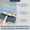 VON HEESEN Leather Wallet for Men and Women, lightblue, Portrait