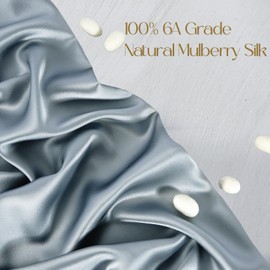 ZIMASILK 100% Mulberry Silk Pillowcase for Hair and Skin, with Hidden Zipper, Both Sides 19 Momme Pure Silk, 1pc(Queen 20''x30'',Blue Haze)