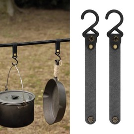 SG Store 8 Pcs PU Leather S-Shape Plastic Hooks for Outdoor Camping Hanging Pots Pans Utensils for Coat Towel Kitchen Bathroom Hooks Black