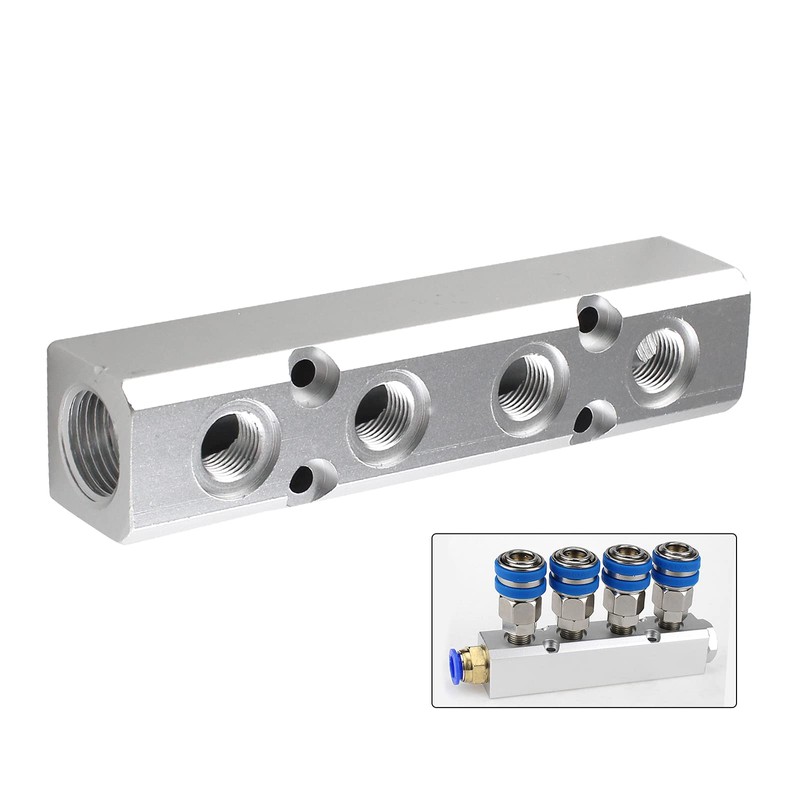 LDEXIN 4 Way Pneumatic Manifold Air Distribution Block, Compressed Air