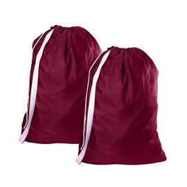 Heavy Duty 30" x 40" Nylon Laundry Bag - Machine Washable with Barrel Lock Closure and an Over the Shoulder Strap (Burgundy, Set of 2) (SKU N007)