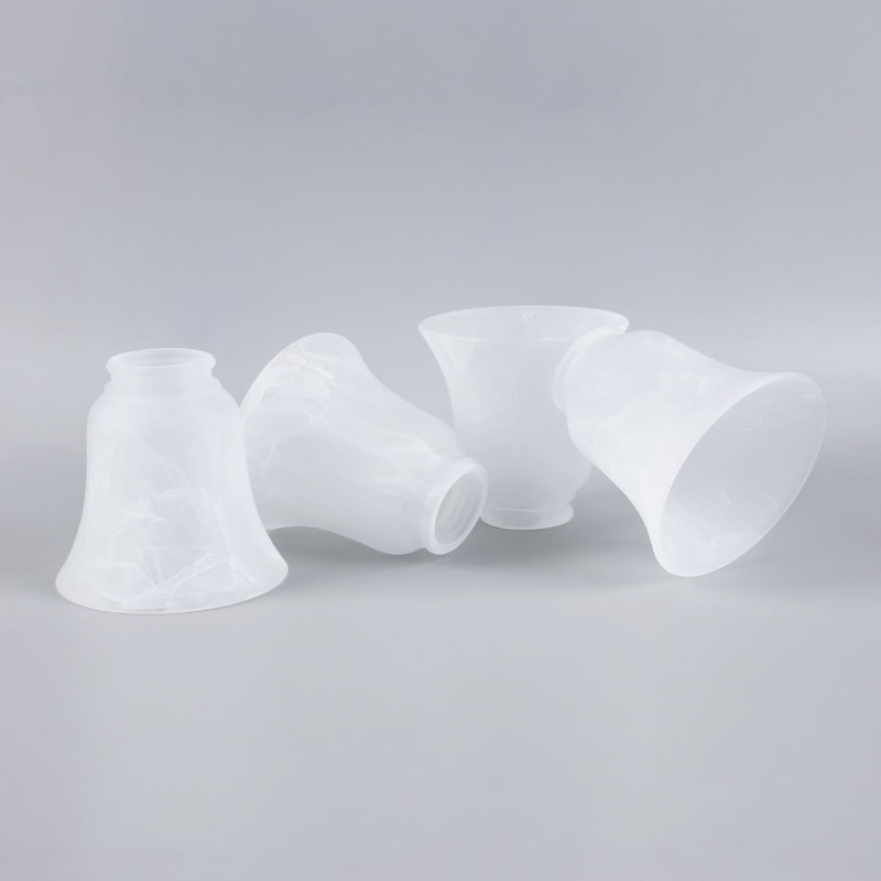 4 Pack Ceiling Fan Light Covers, White Alabaster Transitional Style