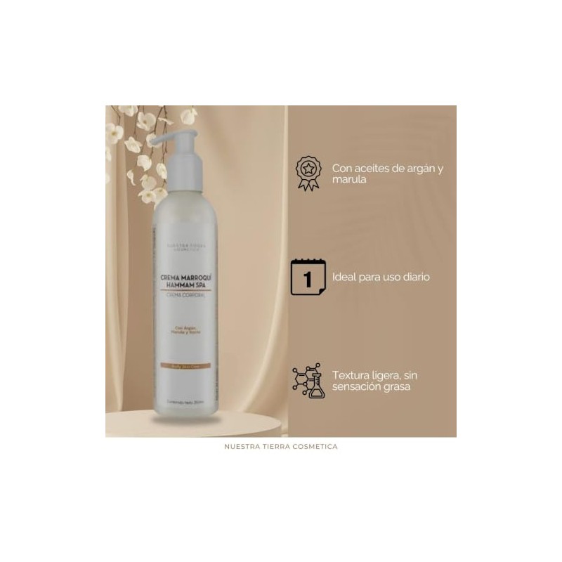 Nuestra Tierra Cosmética Crema Corporal Marroquí Hammam Spa con Argán,