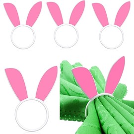 Easter Rabbit Napkin Rings Set of 6,Metal Pink Rabbit Ears Napkin Holder Ring for Easter Dinning Table Decorations Cloth Napkins,Wedding,Party,Valentine's Day,Kitchen Home Decor (Pink, 1.41 in)