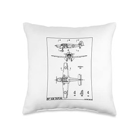 Messerschmitt Bf 108 Taifun WW2 German Plane Blueprint Throw Pillow