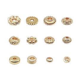INSPIRELLE 120pcs Spacer Beads Gold Plated Long-Lasting Heishi and Rondelle Bead for Jewelry Bracelet Necklace Making