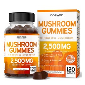Mushroom Gummies 120 Count | Premium Mushroom Complex with Lion’s Mane | Raspberry Flavor | Supports Brain, Immunity & Overall Wellness