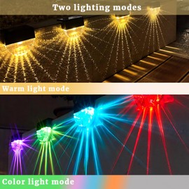 Weiongppy Solarlampen für Außen 6 Stück, Wegbeleuchtung, 2 Modi LED Warmweiß/Farbwechselnde, IP65 Wasserdichte Wandleuchte Zaun Licht, Solar LED Gartenlampen für Treppen Stufen Hof Zaun