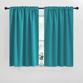 NICETOWN - Paneles de cortina oscurecedora para cocina, color azul pavo real), 29 x 30 pulgadas, juego de 2 paneles, cortinas opacas para oscurecer la habitación para ventana