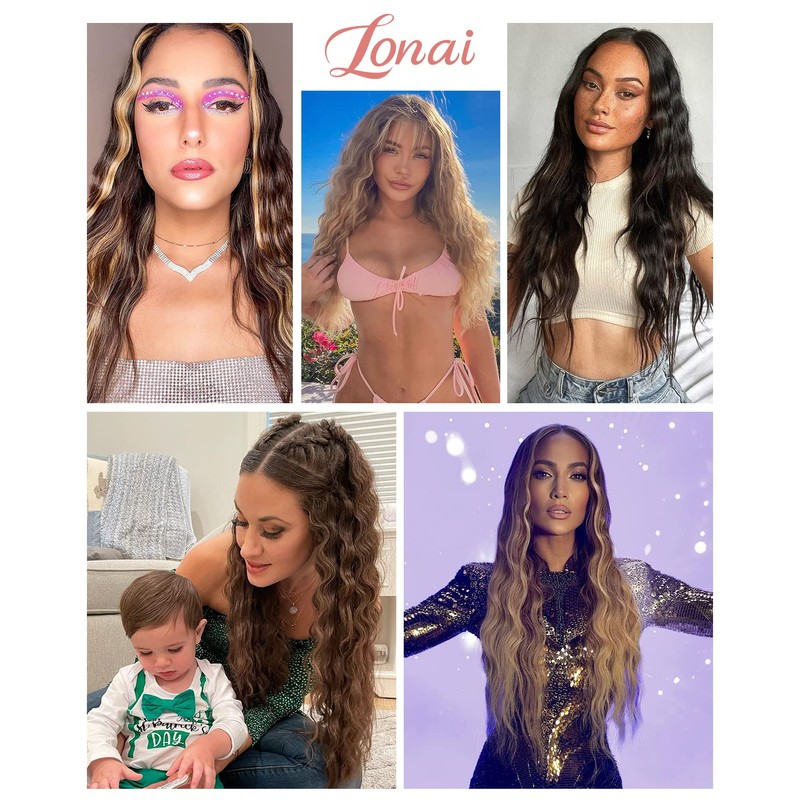 LONAI Clip In Hair Extensions, 6PCS 24" Black Hair Extensions