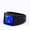 Men's stainless steel square gemstone ring titanium steel inlaid gemstone
