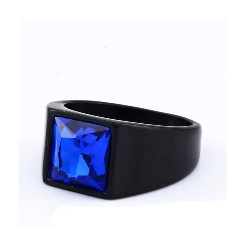 Men's stainless steel square gemstone ring titanium steel inlaid gemstone