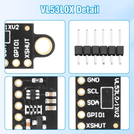 VL53L0X VL53L1X Laser Distance Sensor, VL53L1X V2 Time-of-Flight Distance Measuring Sensor Module I2C IIC Compatible with Arduino, for Drones, Robots (Pack of 3)