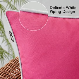 MIULEE Pack of 2 Outdoor Waterproof Pillow Covers Decorative Farmhouse Throw Pillow Covers Square Solid Color Couch Pillow Covers for Patio Tent Bed Sofa Living Room 12x20 Inch Hot Pink