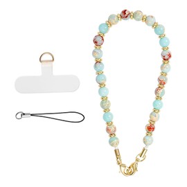 MORSUNBELA Green Phone Chain Beaded Phone Women's Chain Wrist Strap Lanyard for Women Girls Lanyard Accessories Bracelet Wristband Charms