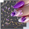 3D Bronzing Gold Marble Nail Art Stickers, 6pcs Blue Purple