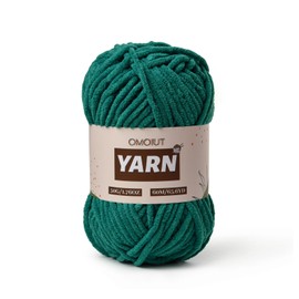 Plush Chenille Chunky Crochet Yarn - Baby Yarn for Crocheting Soft - Velvet Yarns Knitting for Blankets Crafts - Fluffy Amigurumi Yarns 50g / 65.6yd (Greener)