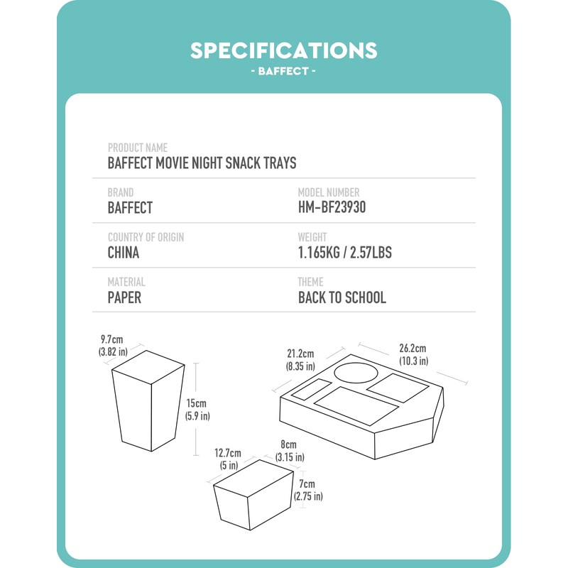 Baffect Small Movie Night Snack Trays 64pcs for Back to