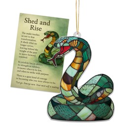 Snake Suncatcher Window Hanging Decor with Story Card, Inspirational Ornament, Birthday Gifts, Friendship Gifts, Coworker Gifts, Snake Christmas Decoration (Sun-70)