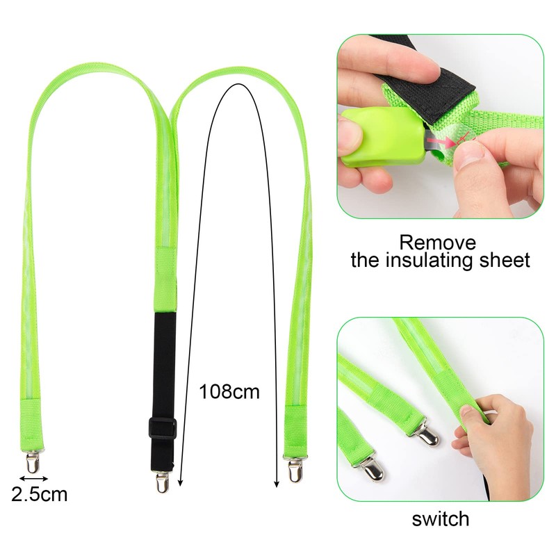 Ainiv LED Light-Up Braces, Back Braces, Neon Stripes, Y-Shape Braces,