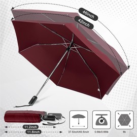 Lejorain Portable Automatic Collapsible Umbrella - Flat Mini Umbrella for Purse Strong Wind Proof Umbrellas for Rain 210T Waterproof