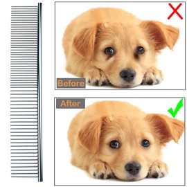 Pet Grooming Brush Metal Flea Comb for Removing Tangles Knots Professional Grooming Tool