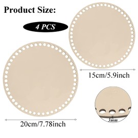 Set of 4 Wooden Basket Bases, Basket Base for Crocheting, Basket Base Set, Natural Wood Basket Base for Crochet Basket, Wooden Floor for Crocheting, Circle Heart Shape, Wooden Base for DIY Basket,