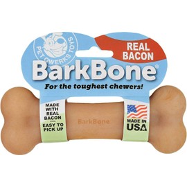 Pet Qwerks Real Bacon Infused BarkBone - Durable Toys for Aggressive Chewers, Tough Indestructible Extreme Power Chewer Bones | Made in USA, for Large Dogs Up to 80 Pounds (BBB1)
