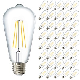 Sunco 40 Pack Edison Bulbs LED ST64, Clear Vintage Filament Waterproof Bulb, 800 LM, 8W (60W Equivalent), 4000K Cool White, E26 Medium Base, Decorative Dimmable UL.