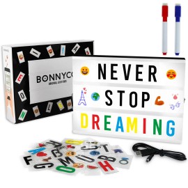 BONNYCO Cinema Light Box with 400 Letters, Symbols & Emojis & 2 Markers, USB Included...