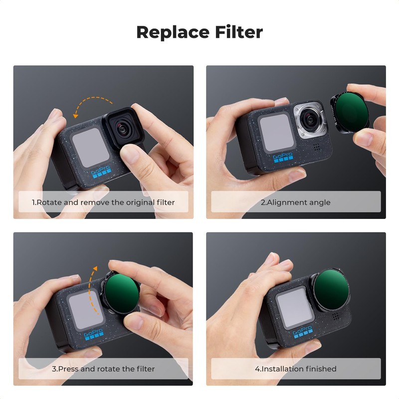 K&F Concept Variable ND Filters Compatible with Gopro- ND2-32, ND32-512