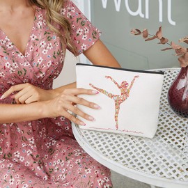 fkovcdy Ballet Makeup Bag Ballerina Ballet Dance Bag Dancer Gifts for Teens Girls Ballet Lovers Dance Teacher Student Ballet Recital Gift Toiletry Bag Zipper Pouch for Women Friends Birthday