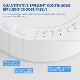 Smart Desktop Water Bottle Dispenser,USB Charging Automatic Drinking Water Bottle Pump with 7 Level Quantitative for 5 Gallon & Universal Bottles, Portable Electric Water Dispenser (White)