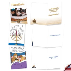 NobleWorks 20 Assorted Box Set Funny Chanukah Greeting Cards w/5 x 7 Inch Envelopes (10 Designs, 2 Each) Jewish Holiday Cards Hanukkah Humor AC3435HKG-B2x10