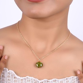 Gempires Natural Unakite Teardrop Pendant, Jewelry for Women, Healing Gifts, Crystal Necklace, 16+2 inch Adjustable 14k Yellow Gold Plated Chain