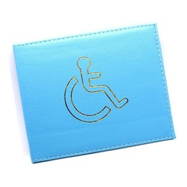 PU Leather Disabled Badge Holder & Wallet for Car Windscreen, Permit Parking with Discreet Safe - Document Display Leather Protection Cover for Disability Badge Holders UK (Light Blue)