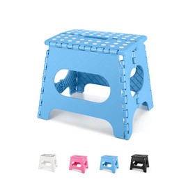 Dyforce Folding Step Stool 11", Durable Kids Step Stool, Heavy Duty Step Stools for Adults, Compact Foot Stools, Light-Weight Toddler Step Stool for Kitchen, Bathroom, Holds Up to 300 lbs (Blue)