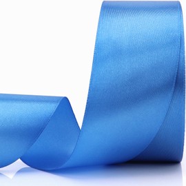 Baocuan 1-1/2 inch Lake Blue Solid Satin Ribbon 25 Yards 100% Polyester Fabric Soft and Durable for Wedding Invitations, Bridal Bouquets, Sewing, Party Decorations, Gift Wrapping and More