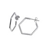 New Sterling Silver Hexagon Shape Semi Hoop Stud Earrings Elegant